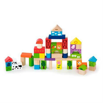 Дерев'яні кубики Viga Toys Ферма, 50 шт., 3 см (50285), фото 2