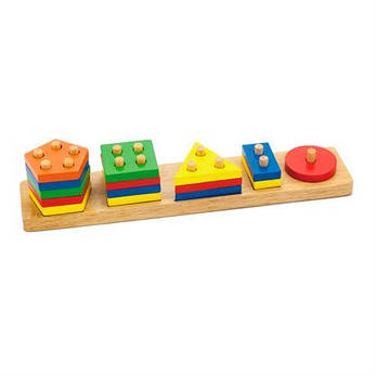 Дерев'яна логічна пірамідка Viga Toys Геометричні фігури (58558), фото 2