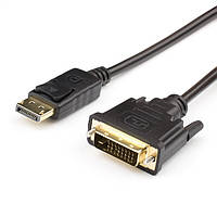 Кабель DisplayPort папа - DVI папа 1.8m ATCOM 24PIN 24+1(DVI-D) 2феррит 1080P ЧЕРНЫЙ (9504)