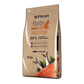 Fitmin cat Purity Indoor / комплексний корм для дорослих кішок, що живуть преважно в приміщенні (лосось) Лорі 10 кг