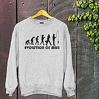 Чоловічий світшот із оригінальним принтом для мисливця з принтом "Evolution of man" Push IT S, Сірий