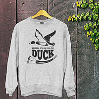 Чоловічий світшот із оригінальним принтом для мисливця з принтом Качка "Lorem ipsum dolor duck" Push IT S, Сірий