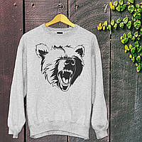 Чоловічий світшот з оригінальним принтом для мисливця з принтом "Голова Медведя" 3 Push IT S, Сірий