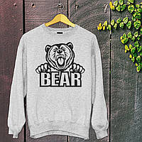 Чоловічий світшот з оригінальним принтом для мисливця з принтом Ведмідь Bear Push IT S, Сірий