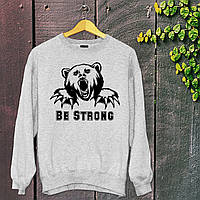 Чоловічий світшот з оригінальним принтом для мисливця з принтом Ведмідь Be Strong Push IT S, Сірий