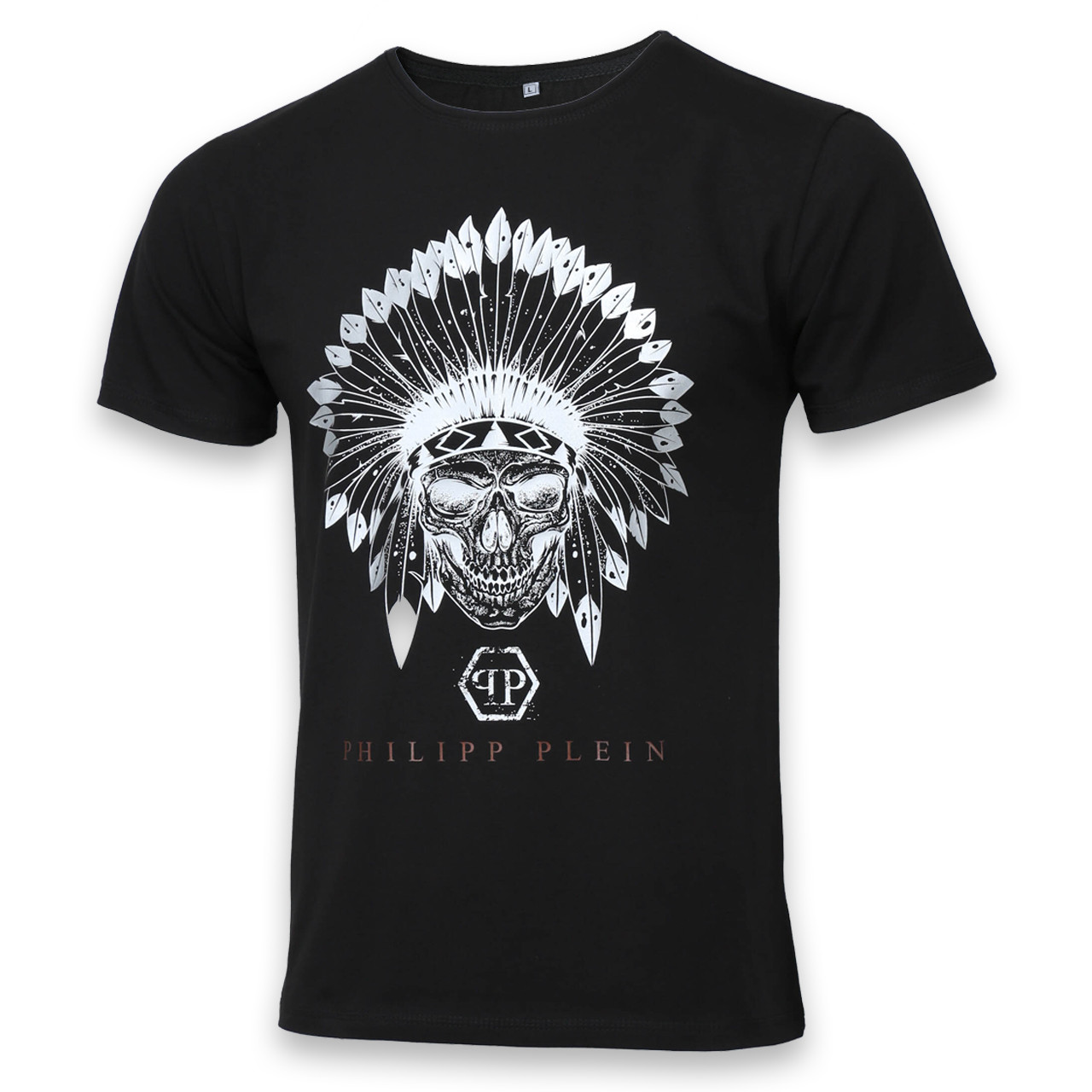 Футболка чоловіча чорна PHILIPP PLEIN з принтом "Череп Перья" Ф-10 BLK M(Р) 17-424-020, фото 1