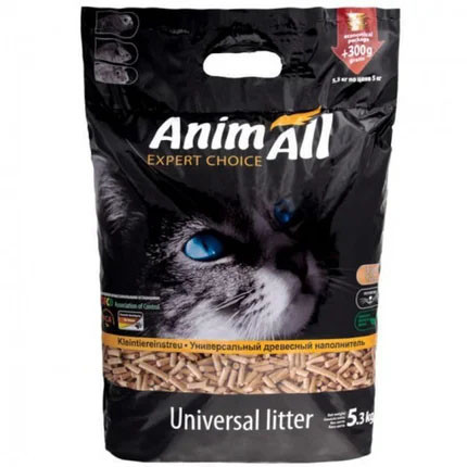 Photos - Cat Litter AnimAll Древесный наполнитель  для котов 5.3 кг  Энимал (300 г бесплатно)