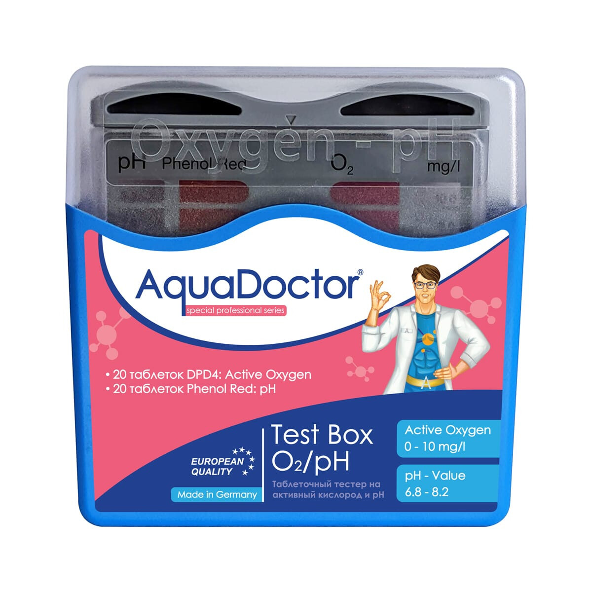 Тестер для басейну активний кисень AquaDoctor Test Box O2/pH
