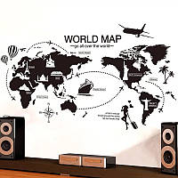 Наклейка на стену, виниловые наклейки, украшения стены наклейки в офис "карта мира" 63*113см (лист 60см*90см)