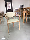 Крісло "Алексіс" (Стілець) Ясень натуральний, шкірзамінник бежевий флай 2207, фото 2