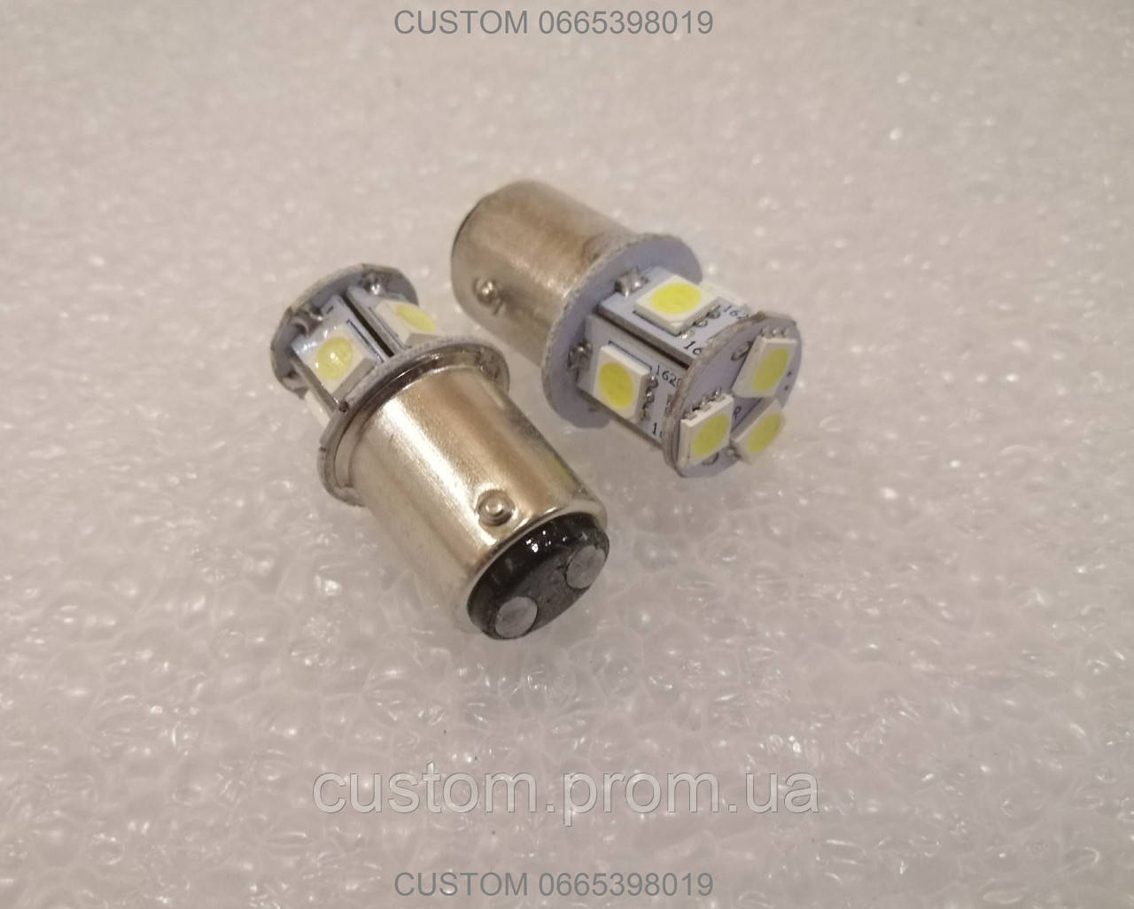 Лампа світлодіодна WHITE P21/5W BAY15D 12V-8 (5+3)SMD-5050-2 контакти