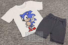 Дитячий модний костюм р 104 3-4 роки комплект футболка і шорти для хлопчика на хлопчика літо 6094 Сині