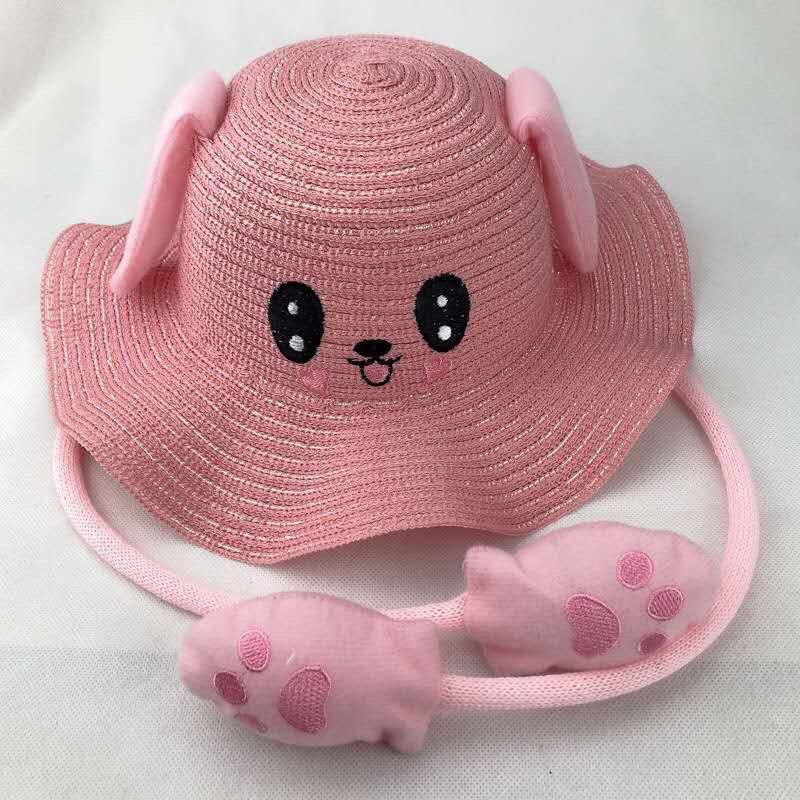 Прикольний літній дитячий капелюх із рухомими вухами Капелюшок із вушками Рожевий