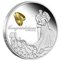 Срібна монета "Привітання на весілля" 1 унція