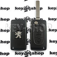Корпус выкидного ключа для PEUGEOT (Пежо) 407, 4007, 607, Bipper, 3 - кнопки (средняя багажник)