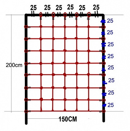 Гладіаторська сітка для лазанья 200 x 150 см S-Hook для дитячих ігрових комплексів