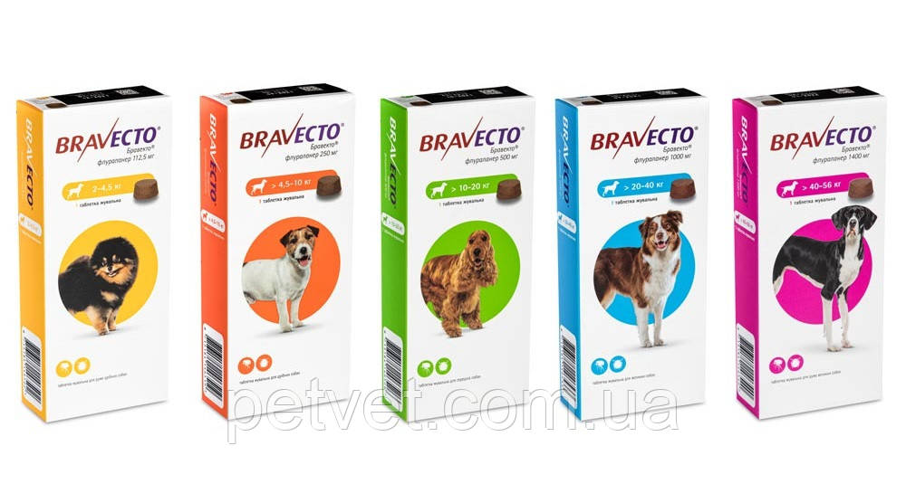 Бравекто (Bravecto) от блох и клещей для собак 20 - 40 кг. - фото 3 - id-p259700327