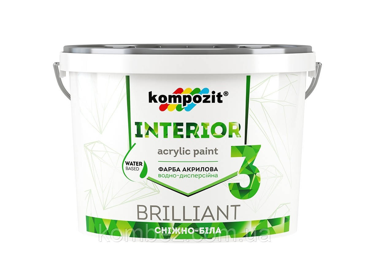 Фарба акрилова "INTERIOR 3" інтер'єр 10л/14кг Kompozit