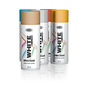 Фарба аерозольна біла глянцева Домекс Вайт Лайн RAL9010 400мл/12шт