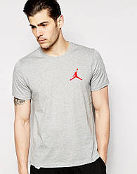 Чоловіча футболка "Jordan" сіра з червоним принтом