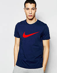 Чоловіча футболка Nike т. синя (з червоним принтом)