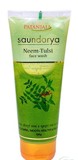 Гель для вмивання з алое від прищів Патандсилі Нім і Туласі, Saundarya Face Wash Neem-Tulsi, Patanjali 100 г