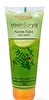 Гель для умывания с алоэ от прыщей Патанджали Ним и Туласи, Saundarya Face Wash Neem-Tulsi, Patanjali 100 г