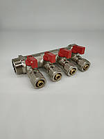 Колектор з кульовими кранами відсікаючий розбірної евроконус 1"х4х16 вн ТМ "ORSO"