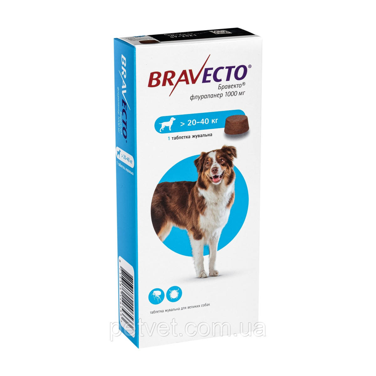 Бравекто (Bravecto) от блох и клещей для собак 20 - 40 кг. - фото 2 - id-p259700327