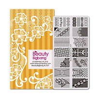 Пластина для стемпинга Beauty BigBang XL-037 Квіти, птахи ажурні