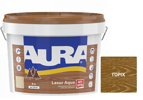 Декоративно-захисний засіб для деревини Aura Lasur aqua горіх 9л.