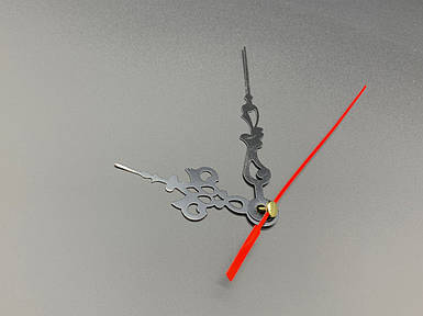 Стрілки для годинників настінних фігурні чорно-червоні 3 стрілки 9х9х6 см матові металеві