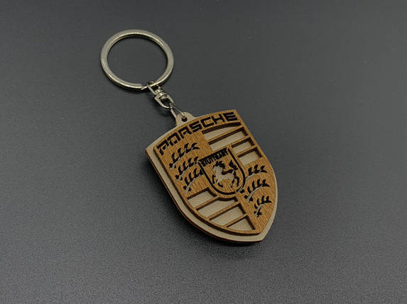 Брелок дерев'яний Porsche. 5.5 см, фото 1
