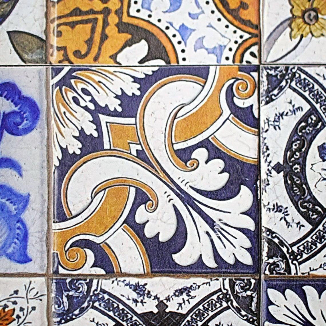 Винтажные обои плитка на стену в кухню Portuguese Vintage Tiles 155 см х 250 см - фото 1 - id-p1114617741