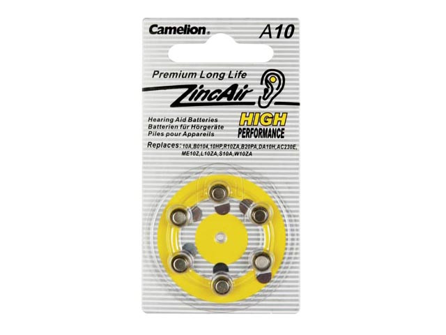 Батарейка Camelion Алкалайн ZincAir A10/6bl для слух. апарату(6)(60)
