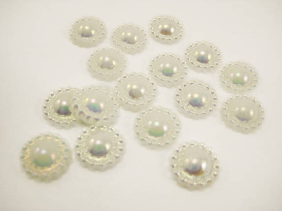 Напівбусина фігурна діаметром 8 мм бежевого кольору без отворів декоративна для декору, хобі, рукоділля., фото 1