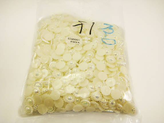 Напівбусина фігурна діаметром 8 мм бежевого кольору без отворів декоративна для декору, хобі, рукоділля., фото 2