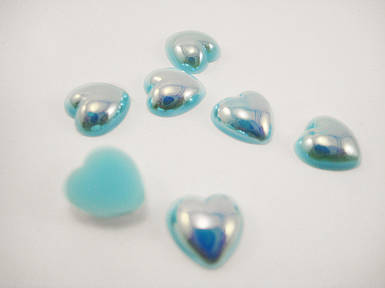 Напівнамистина "Серце" синього кольору 10 мм без отворів декоративна для декору, рукоділля, хобі