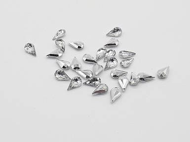 Стрази каміння для прикрашання предметів / Крапля гостра / Прозорі / 6*10 мм
