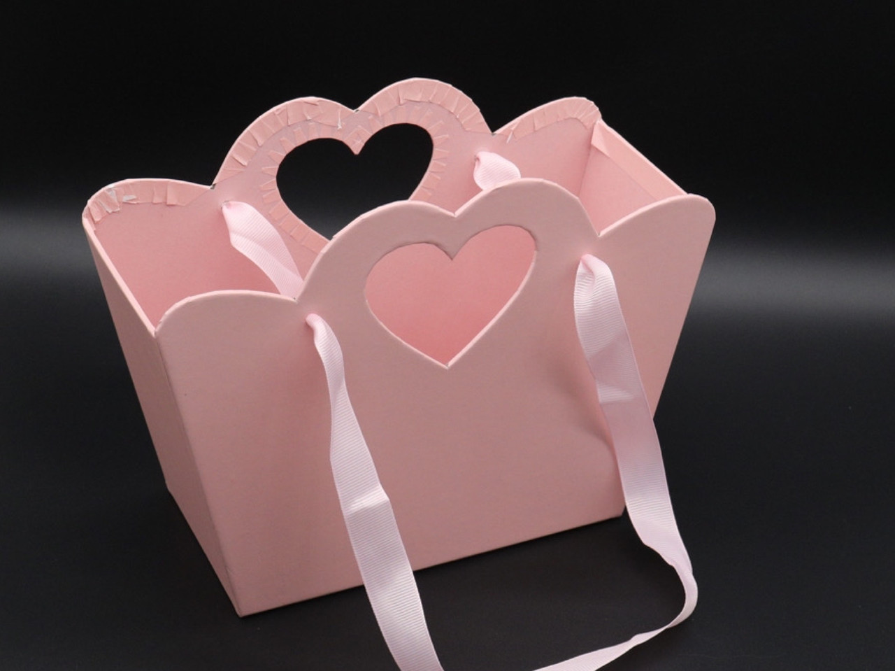Коробки для квітів з ручками. Колір рожевий. 24х10см