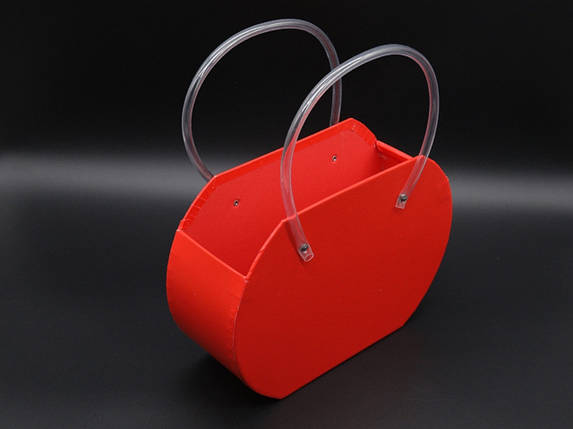 Коробка картонна для квітів з ручкою подарункова Колір червоний. 22х16см, фото 3