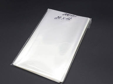 Пакети Поліпропіленові без липкої стрічки. 20х12см. 25мкр. 100шт/уп. для пакування та зберігання фасувальні прозорі прозорі