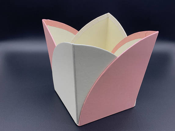 Коробки для квітів. Колір біло-рожевий. 16х15см, фото 1