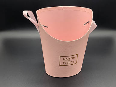 Коробки для квітів з ручкою. Колір рожевий. 19х15см