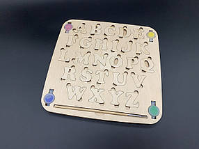 Дерев'яна абетка. Фарби+пензлик. 25х25см. Англійська., фото 2