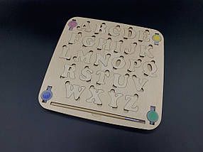 Дерев'яна абетка. Фарби+пензлик. 25х25см. Англійська., фото 4