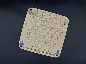 Дерев'яна абетка. Фарби+пензлик. 25х25см. Англійська., фото 5