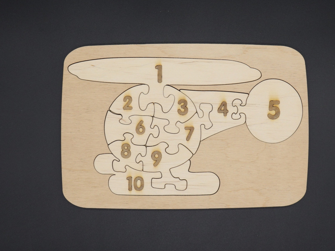 Дерев'яний пазл "Вертоліт". Цифри. 25 х 16,5см