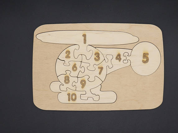 Дерев'яний пазл "Вертоліт". Цифри. 25 х 16,5см, фото 1