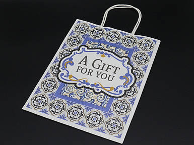 Одноразові паперові пакети з візерунком. Колір синій. 21х27х11см